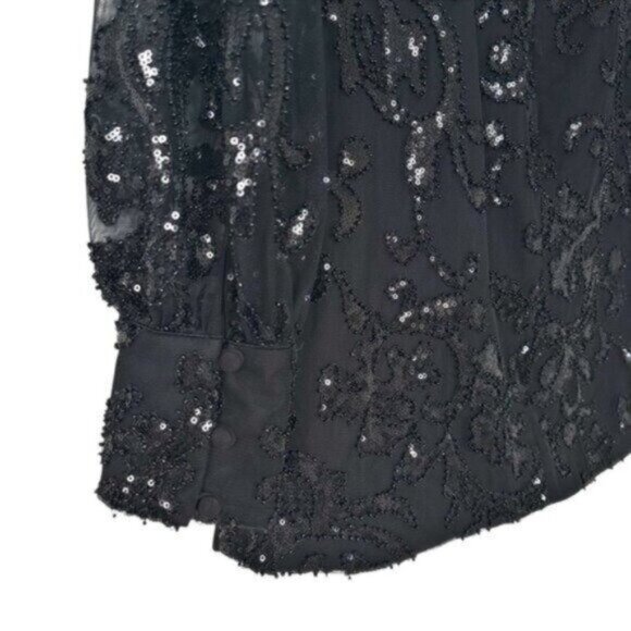 NWT Alexis Franciska Sequined Open Back Beaded Black Mini Dress Size XS - Picture 10 of 12
